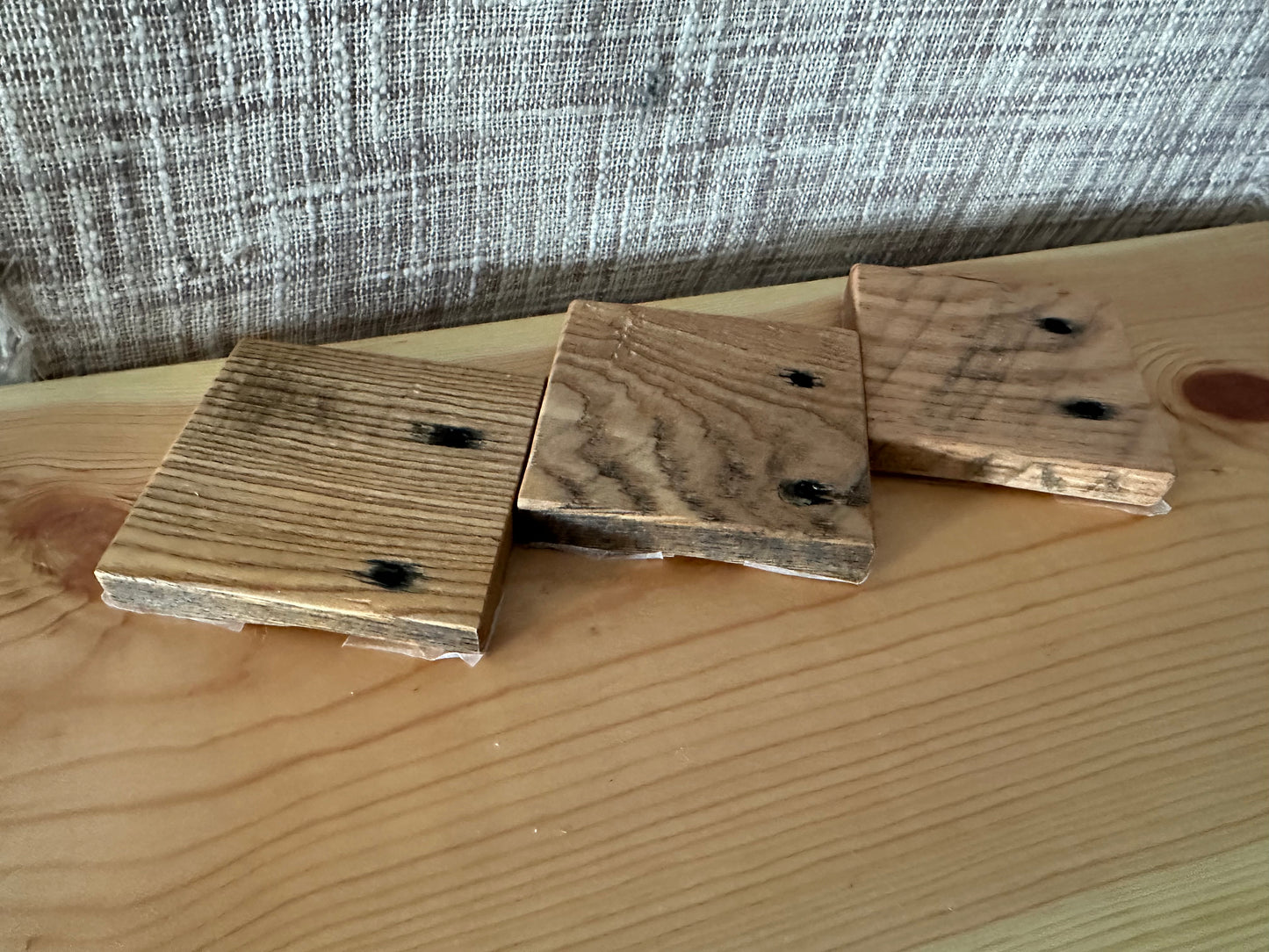 Reclaimed Wood Coasters --- 3 Pack