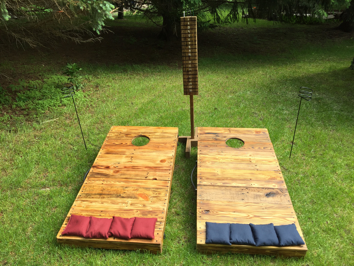 Rustic coffee table bean bag game set